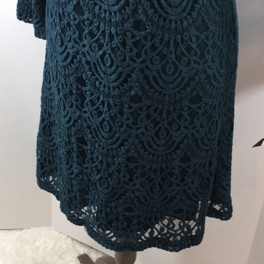 Sharagano teal lace sheath dress NWT